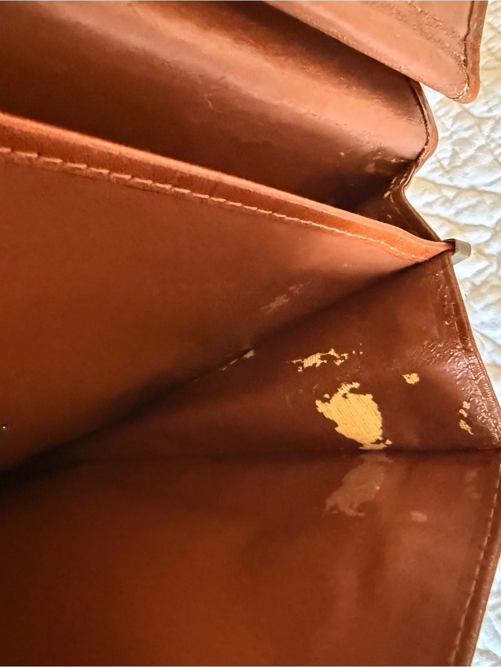 SACHI Tan Leather Messenger Briefcase with Shoulder Strap